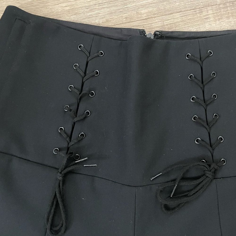 TIBI Anson Corset Tie Pant Black Size 8 High Waisted Trousers Lace Up - Picture 13 of 13